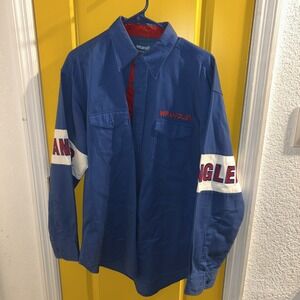 Wrangler Weatern Long Sleeve Blue Mens Size Large Shirt Cowboy